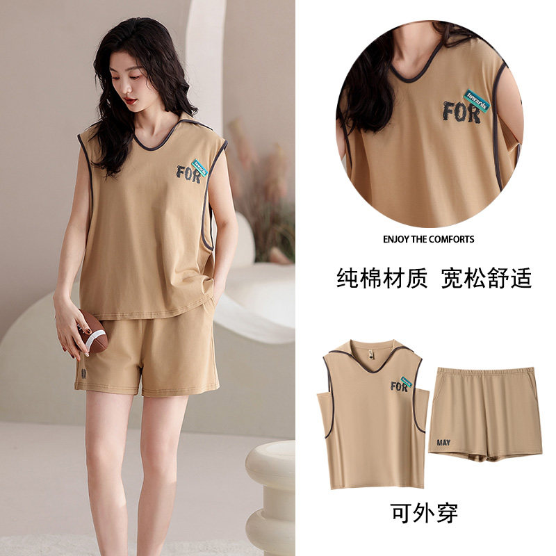 柯萌萌睡衣女款夏季纯棉背心短裤薄款休闲2025新款家居服可外穿夏