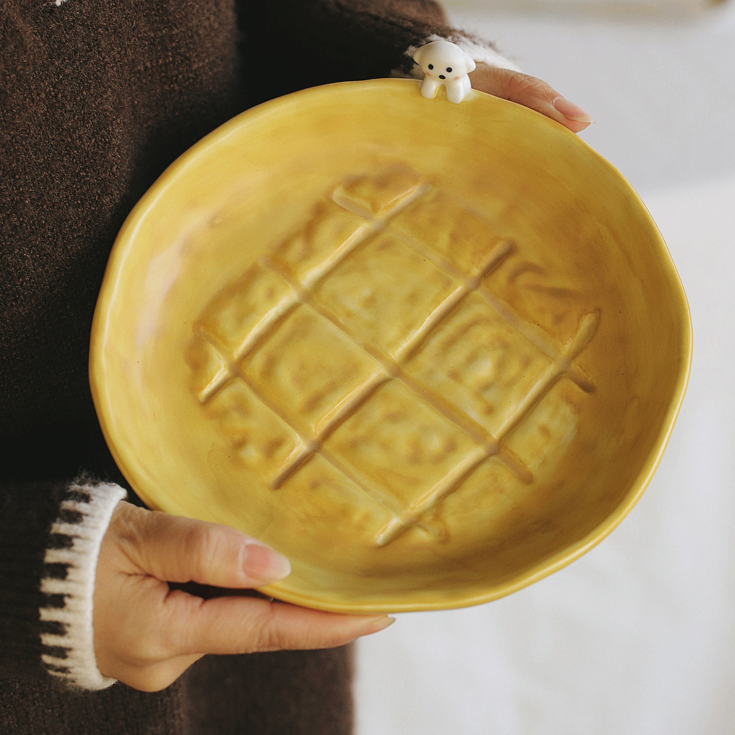 奶油风圆汤盘高颜值可爱卡通造型面包点心蛋糕慕斯甜品沙拉水果盘