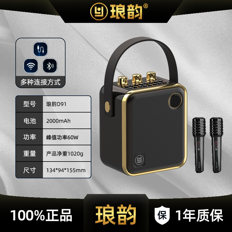 琅韵手提蓝牙音响低音炮收款播报可插U盘TF卡电吹管二胡乐器连接