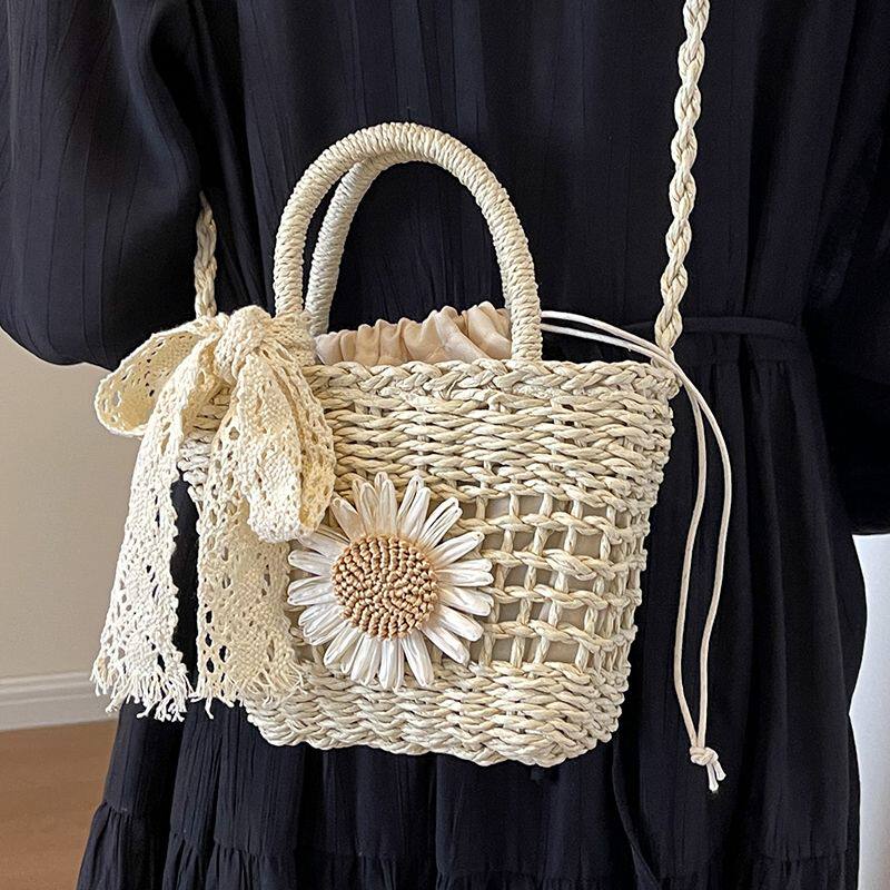 夏季爆款度假草编包包2025小个子编织包海边波西米亚单肩斜挎包女