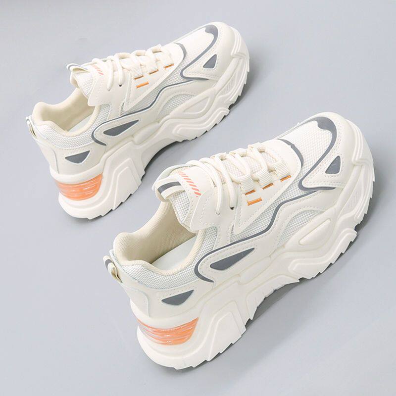 透气老爹鞋女ins潮2024年春季新款百搭厚底小白休闲运动鞋子夏季