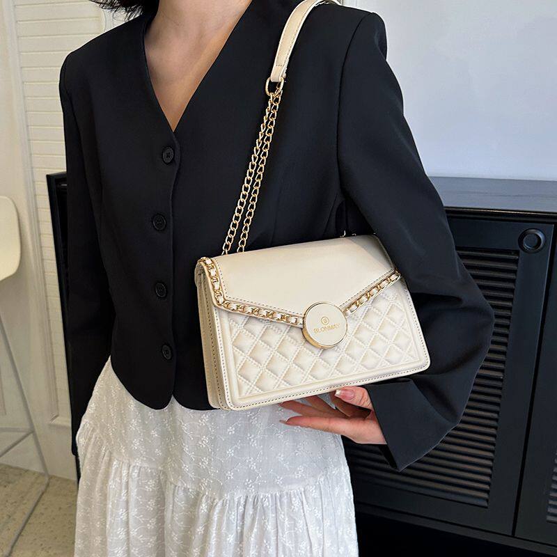 高级感法式菱格小方包包女2024新款小众设计感链条百搭斜挎小挎包