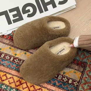 包头一脚蹬软底不累脚保暖懒人鞋 新款 女2025冬季 诗歌兰毛毛勃肯鞋