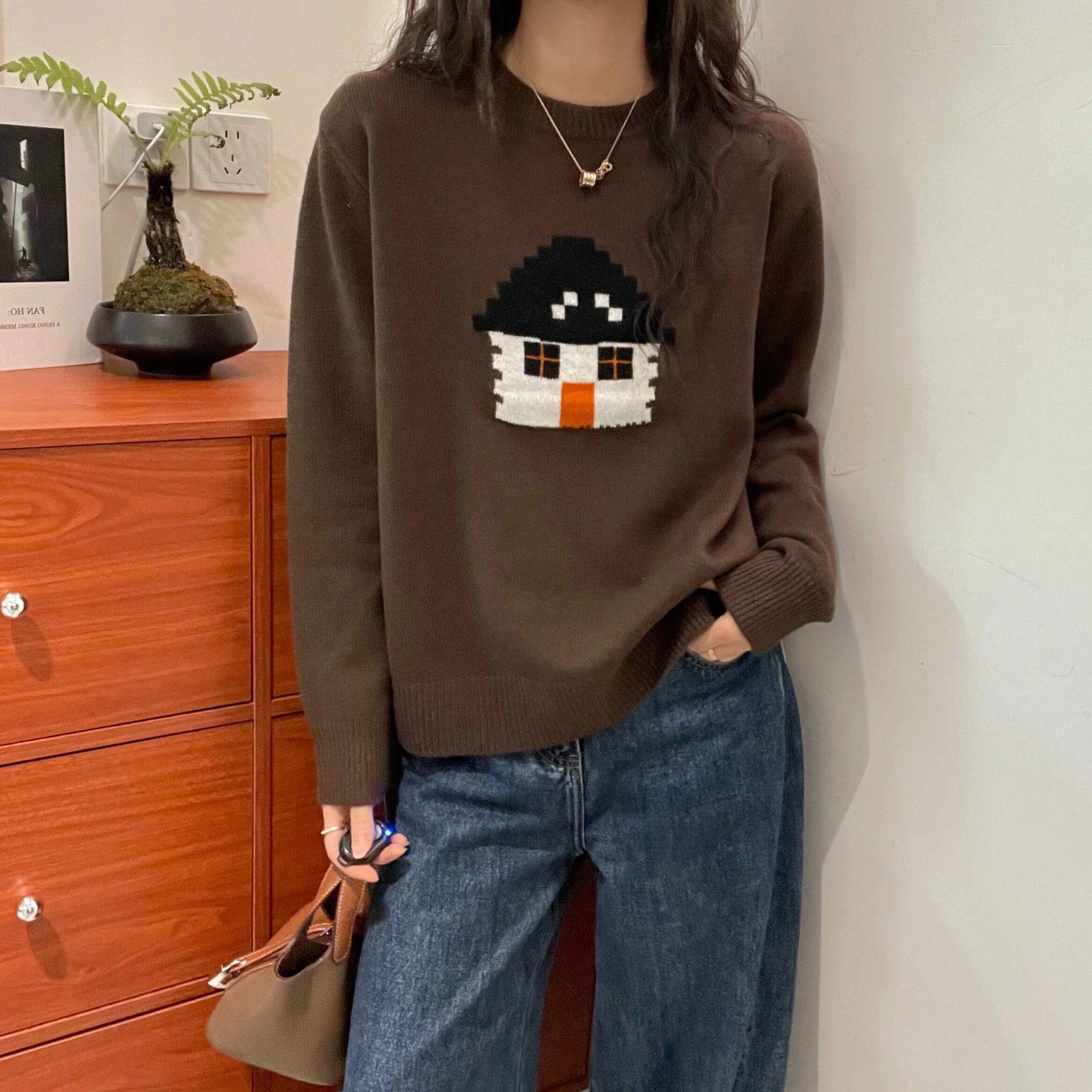 欧洲站全毛提花毛衣女
