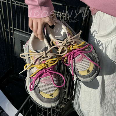 ido女增高厚底老爹鞋撞色百搭