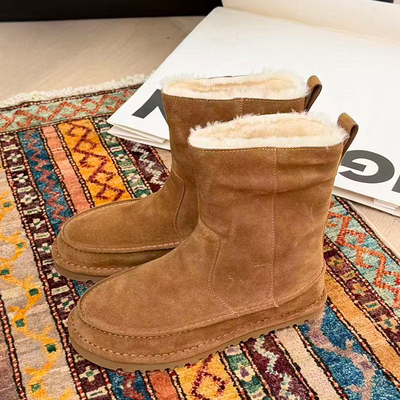 诗歌兰2025冬款真皮厚底雪地靴