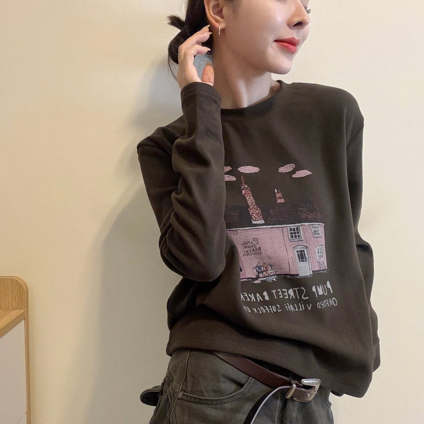 欧洲站卡通印花长袖T恤女