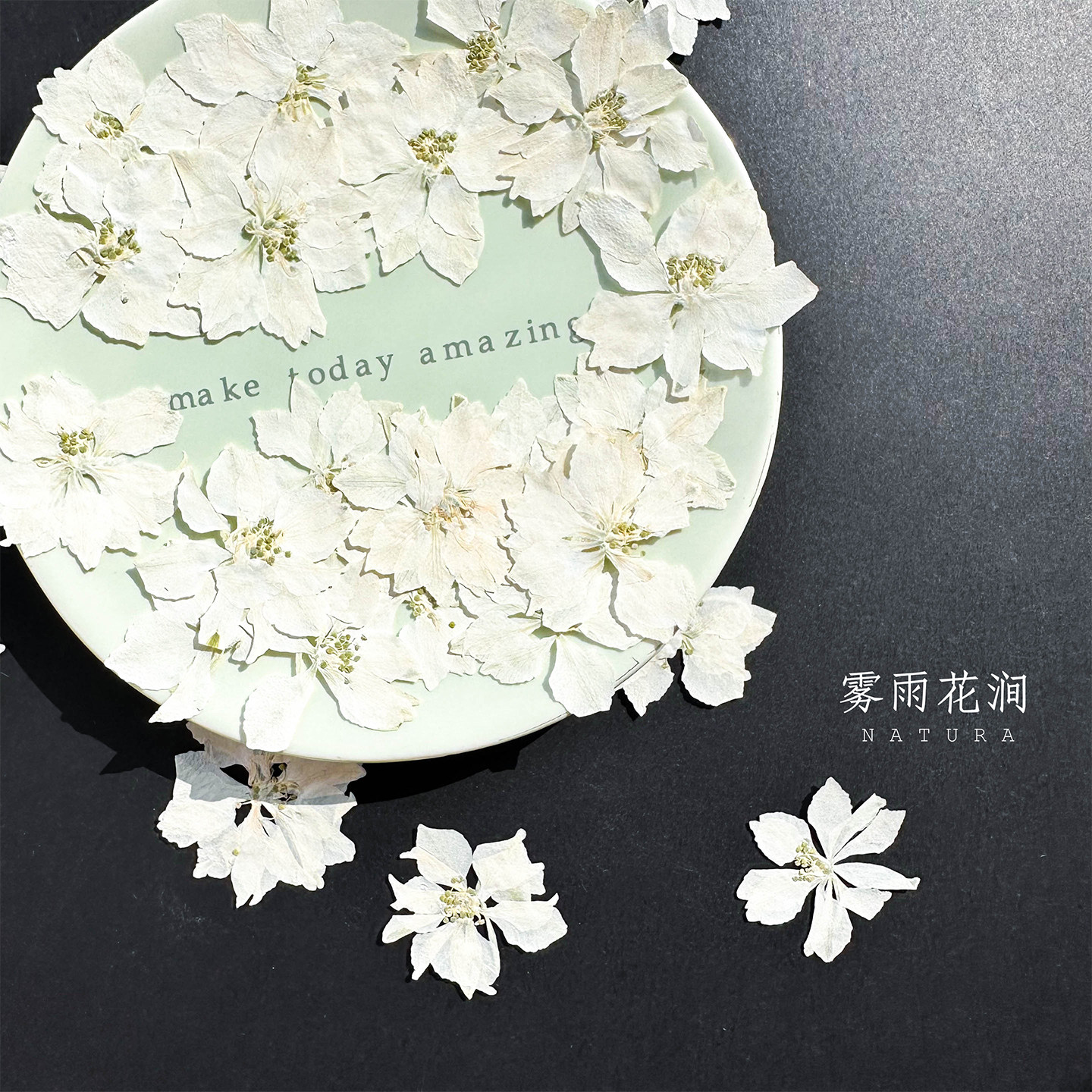 染白色飞燕花千鸟花干花标本押花手工材料滴胶手机壳diy创意手工