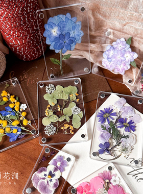 雾雨花涧 干花diy材料包押花手工亚克力磁吸冰箱贴团建沙龙创意