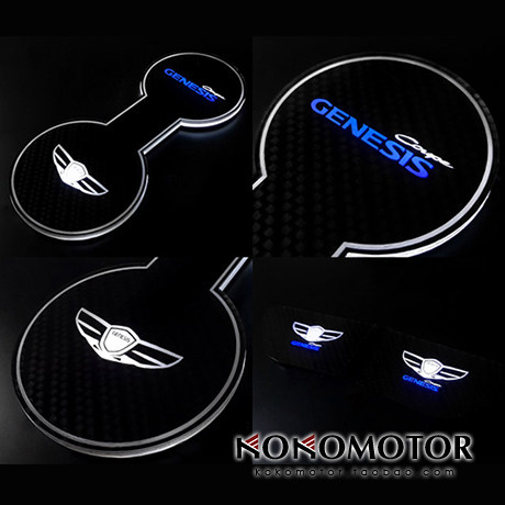 现代劳恩斯酷派GENESIS COUPE 碳花纹LED杯架灯内拉手灯 韩国进口