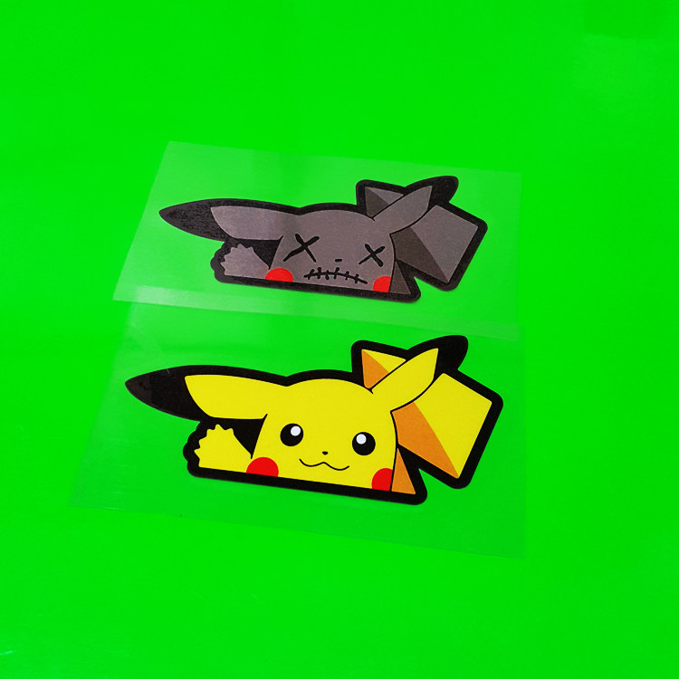 个性卡通动漫反光贴 黄皮老鼠微笑暗黑 车身车窗车位装饰防水贴纸