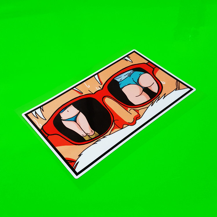 个性卡通动漫二次元汽车后挡反光贴龟眼睛老头搞怪贴纸防水挡划痕