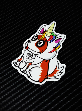 可爱独角狗潮牌行李箱旅行箱贴 个性防水车贴笔记本电脑贴纸X0166