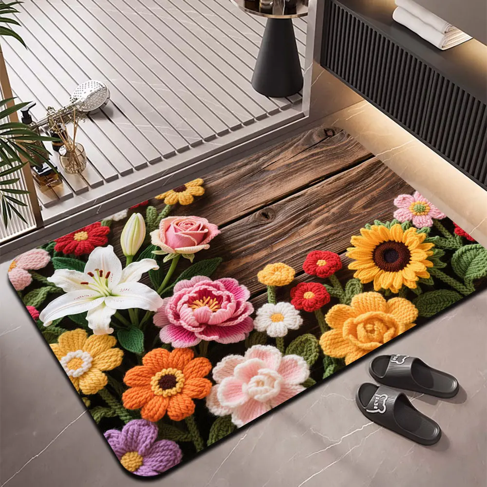 毛线编织风地毯浴室吸水垫卫生间