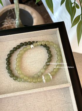 新中式绿色系弹力绳串珠手链