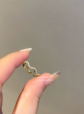 气质微镶波浪日韩开口戒