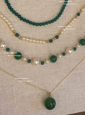 其他玛瑙铜合金女祖母绿项链