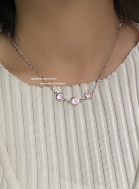 其他锆石铜合金女粉色项链