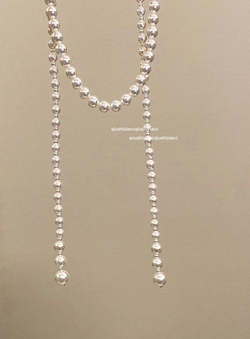 浮幻温柔气质奶白色珠珠毛衣链