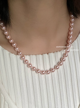 其他铜合金女粉色项链