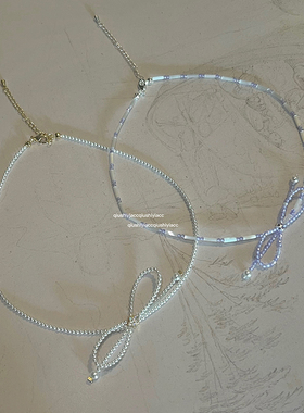 其他铜合金人造珠珠女蝴蝶结项链