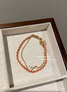 元旦星晴金色编织钻钻双层手链