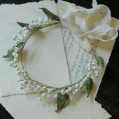 手作丝绒铃兰花环森系复古油画系法式 新娘拍照婚纱照写真头饰