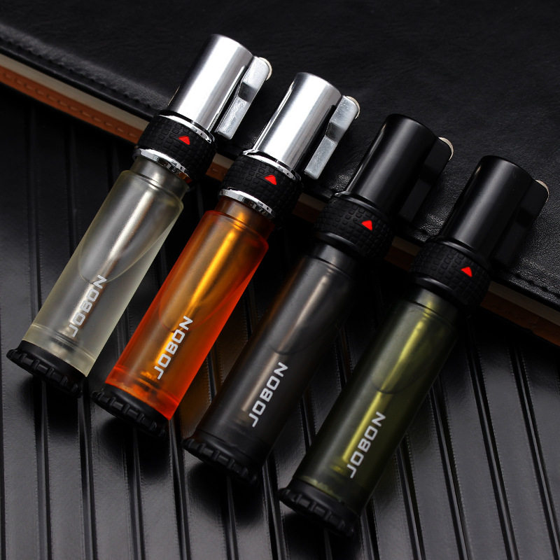 中邦直冲防风充气打火机砂轮创意透明可视气仓锁定个性便携小喷枪