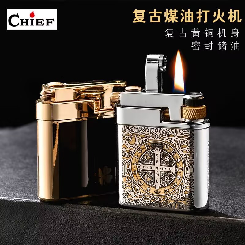 纯铜煤油打火机复古点火图片