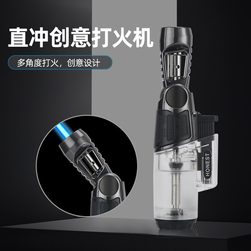 百诚直冲充气防风打火机创意可变弯头户外烧烤点火器喷枪个性潮流图片
