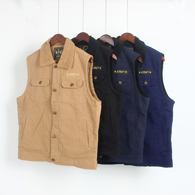 加绒保暖多口袋工装马甲