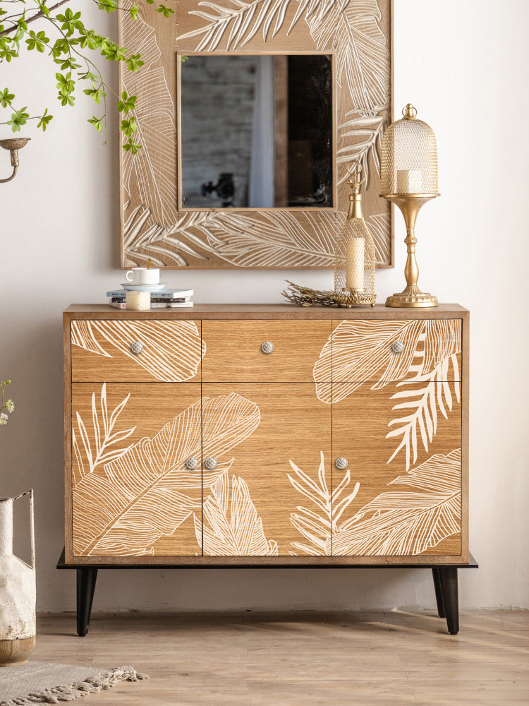 复古创意木纹家具贴纸翻新改色贴膜自粘防水玄关客厅鞋柜装饰门贴