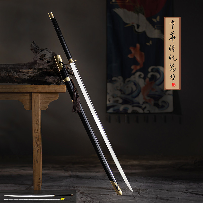 传统健身苗刀 不锈钢戚继光双手刀 武术器械表演训练武术刀未开刃_虎窝淘