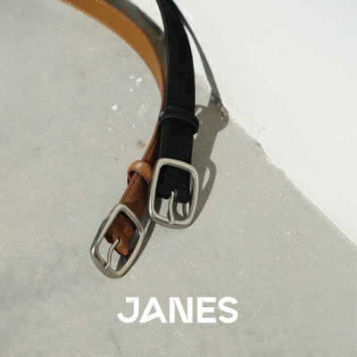 JANES简束复古磨砂皮腰带