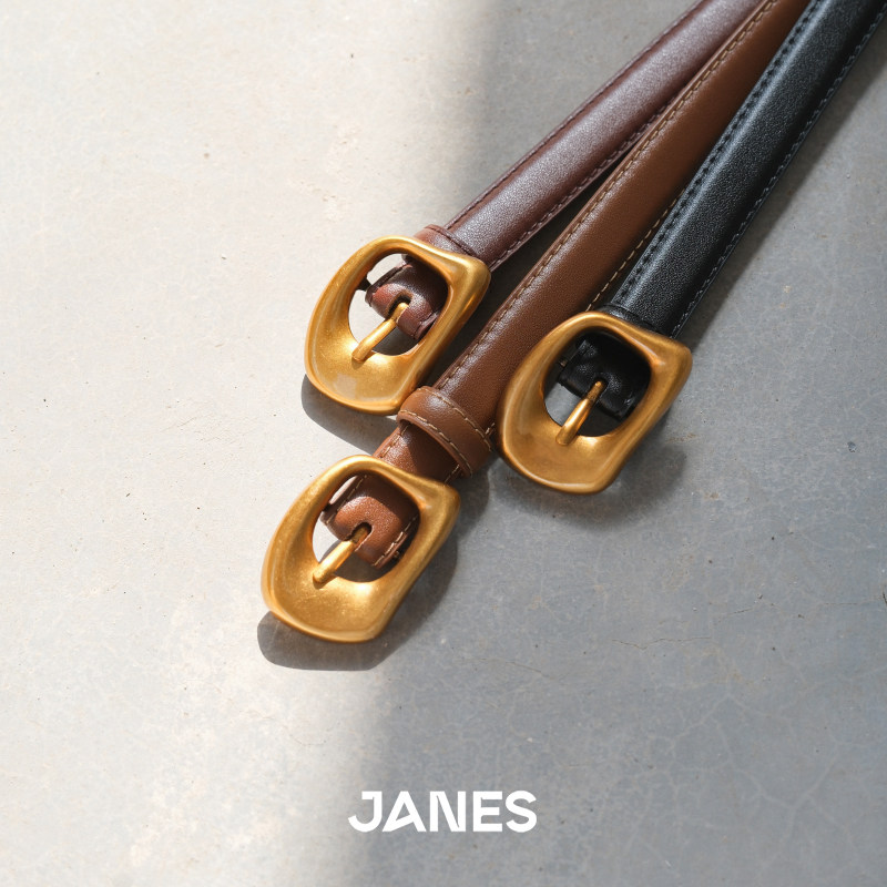 JANES简束小众不规则真皮细腰带图片