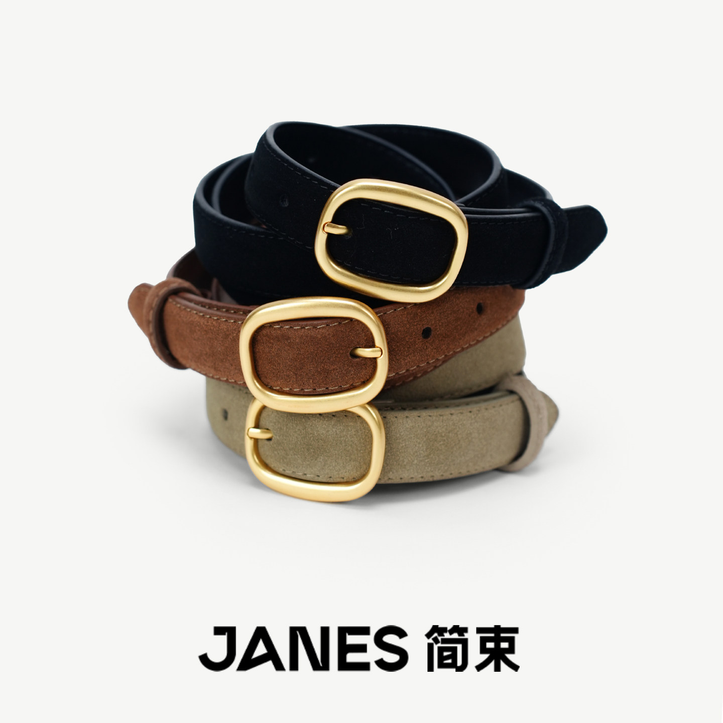JANES简束小众设计磨砂皮皮带图片
