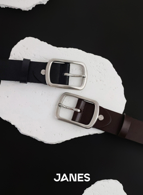 简束不锈钢银扣头层纯牛皮男士真皮皮带百搭牛仔裤西裤牛皮腰带男