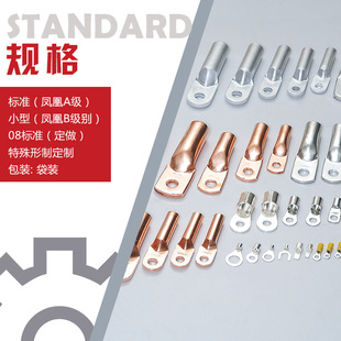 凤凰 铜鼻子DT-国标A级B级紫铜铜色 酸洗堵油线耳铜接线端子