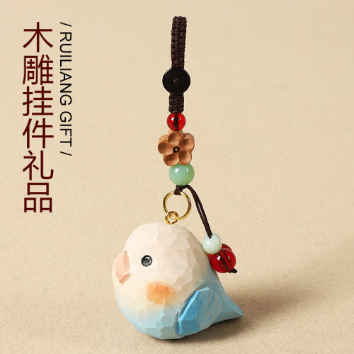 手工木雕鹦鹉小鸟钥匙扣