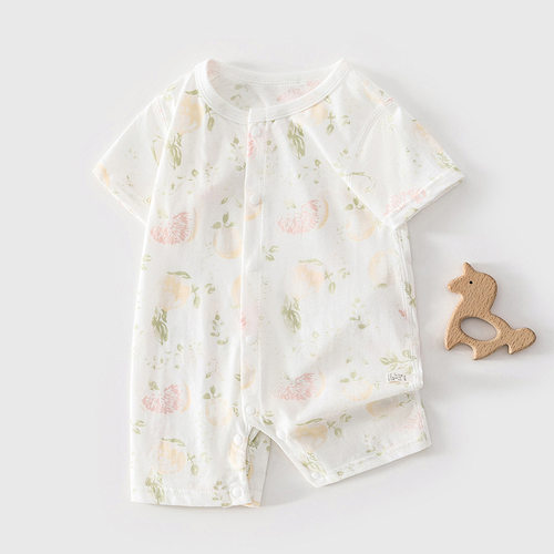 夏季纯棉无骨薄款短袖新生儿哈衣