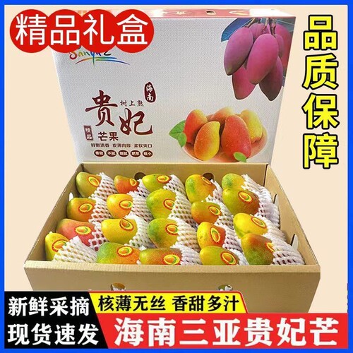 海南贵妃芒果10斤礼盒新鲜现摘当季热带水果礼盒节日送礼走亲朋