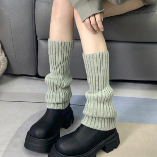 灰色堆堆袜女秋冬款 袜套搭配雪地靴子小腿套jk穿搭针织中筒袜保暖
