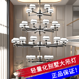 现代简约复式楼大吊灯中柱发光别墅中空楼中楼大厅大灯跃层吊灯具
