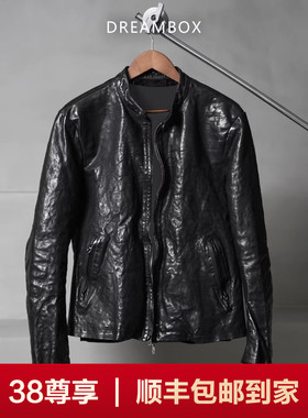 DREAMBOX钧博新款瑞士riri拉链皮衣外套男水洗马皮高级感机车夹克