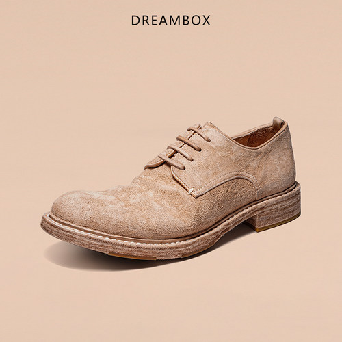 DREAMBOX钧博vibram防滑耐磨高端男士皮鞋马反绒手工固特异德比鞋
