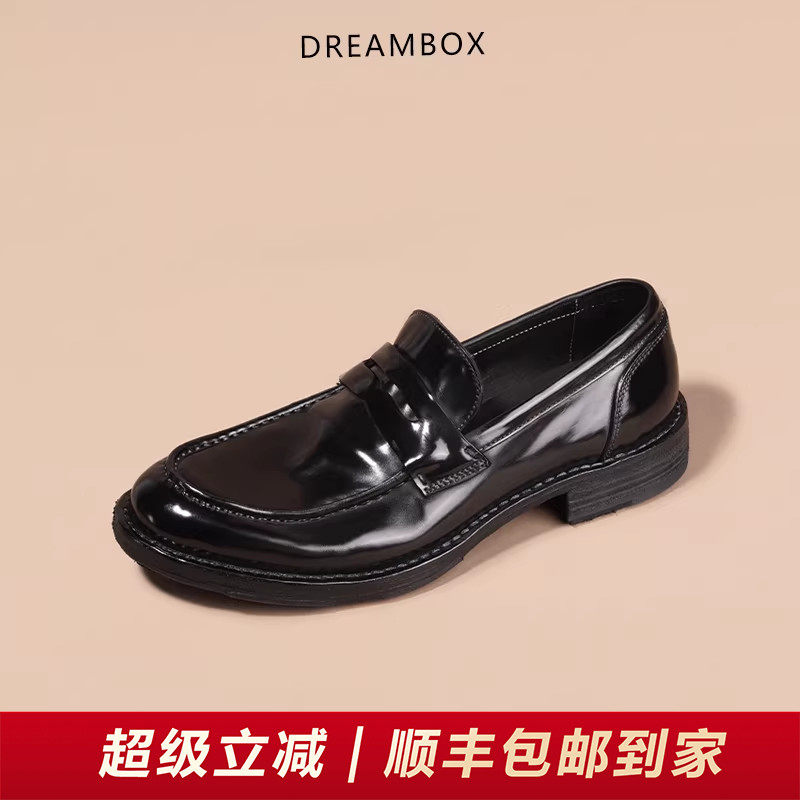 dreambox钧博vibram马臀皮手工乐福鞋固特异套脚透气夏季休闲皮鞋