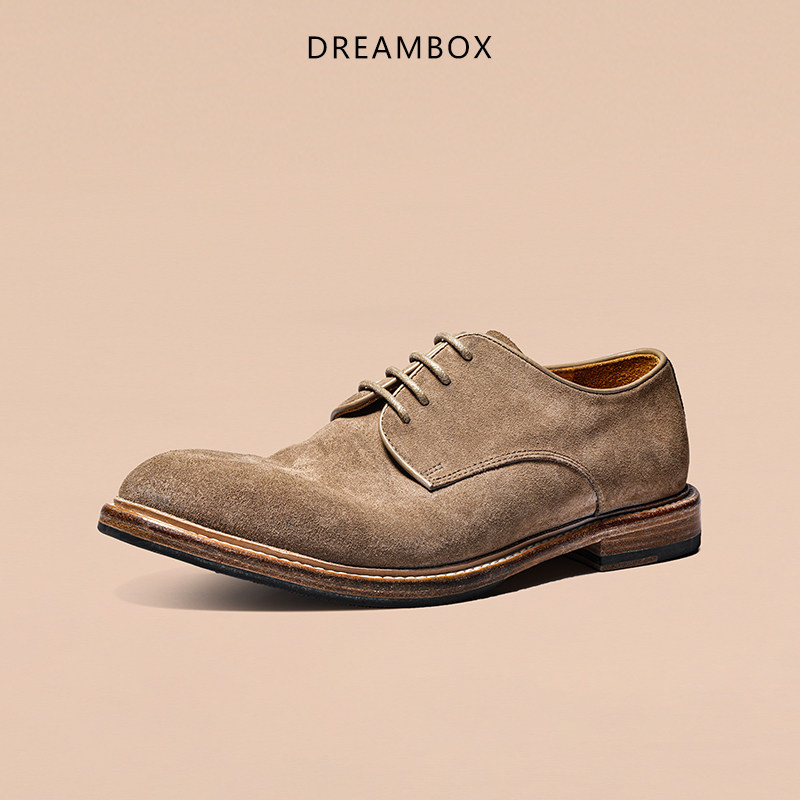 【防水轻便皮鞋】DREAMBOX钧博牛反绒男士英伦风纯手工休闲皮鞋