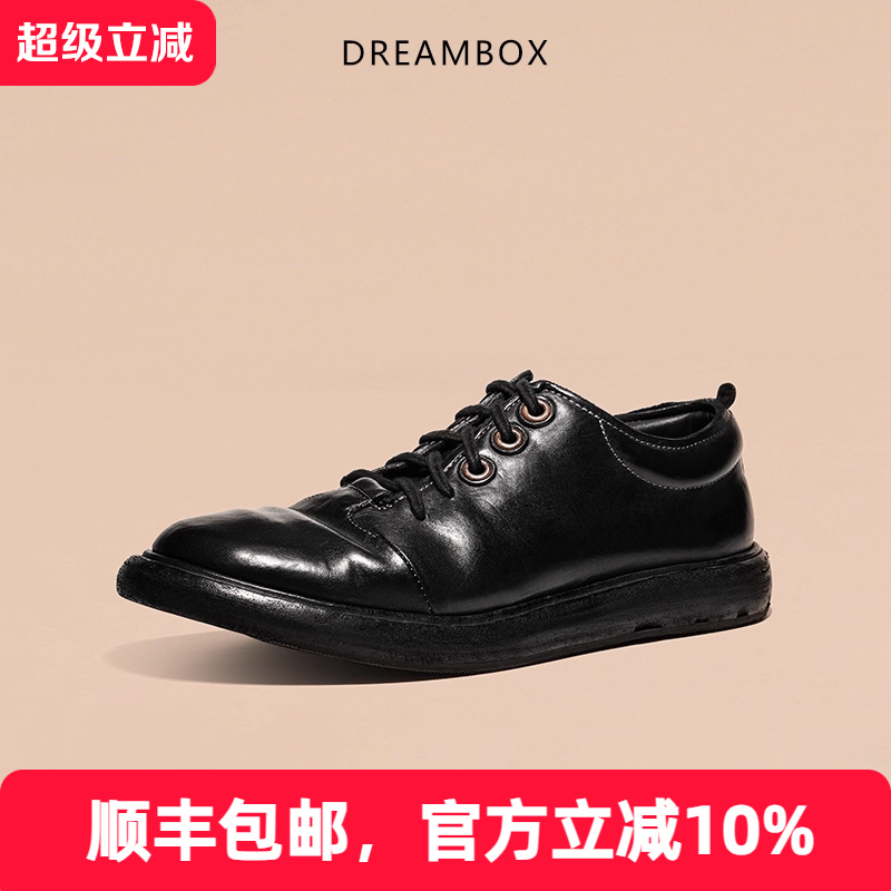 dreambox钧博vibram英伦风平底男鞋春季新款马皮透气休闲手工皮鞋
