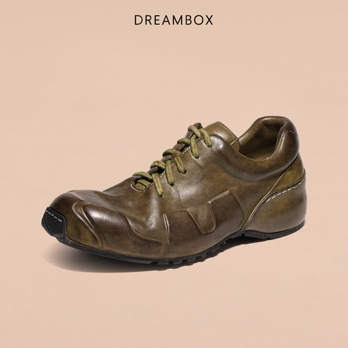 DREAMBOX钧博水洗马皮老爹鞋英伦户外运动登山休闲鞋春夏新款男鞋