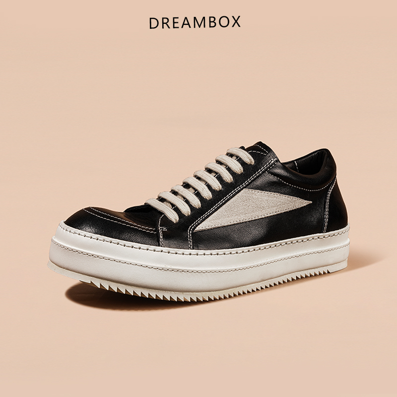 dreambox钧博vibram男士高端马皮休闲鞋夏季透气厚底百搭经典板鞋